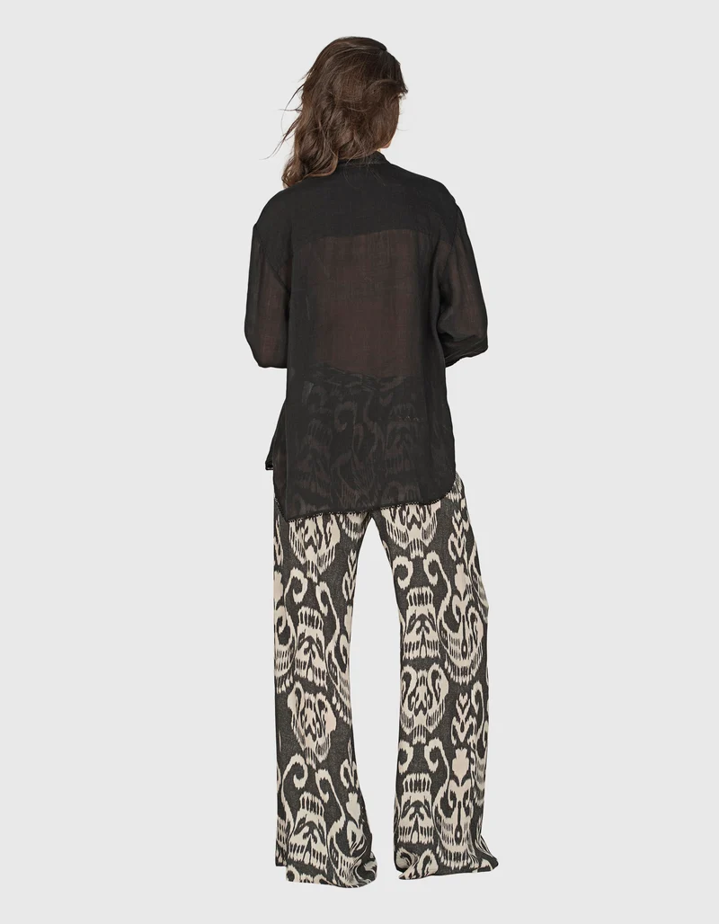 Gemusterte Wide-Leg Hose