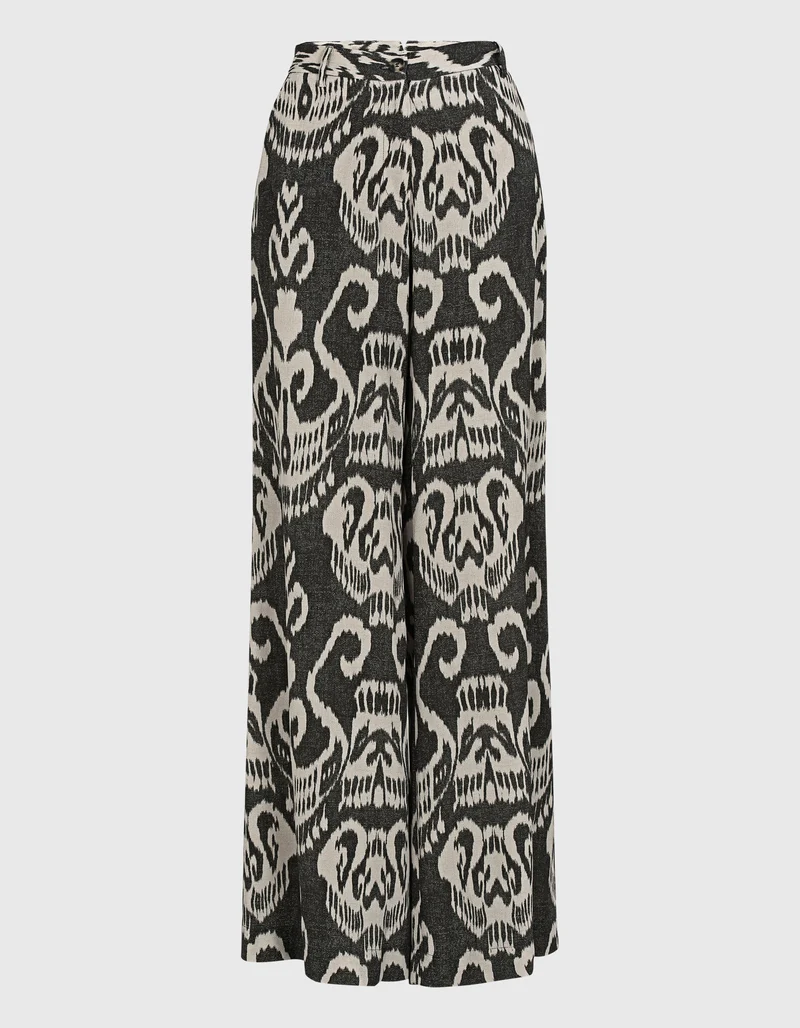 Gemusterte Wide-Leg Hose