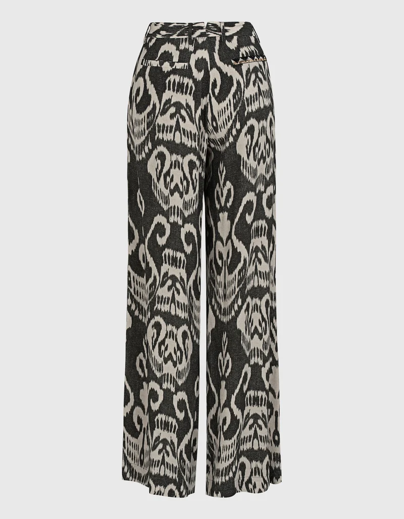 Gemusterte Wide-Leg Hose