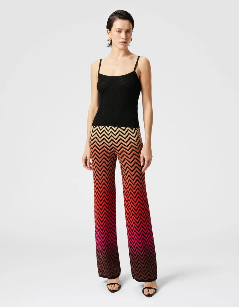 Feinstrickhose mit Dégradé-Chevron-Motiv