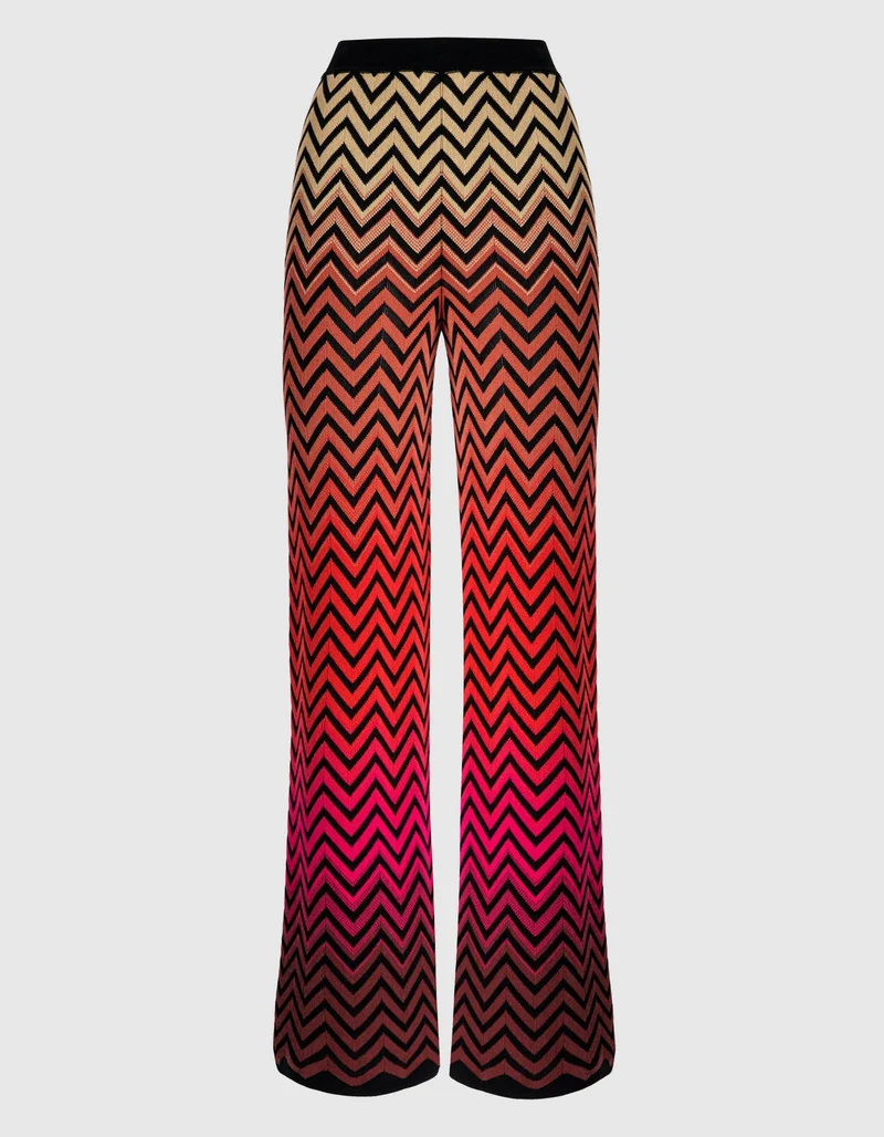 Feinstrickhose mit Dégradé-Chevron-Motiv