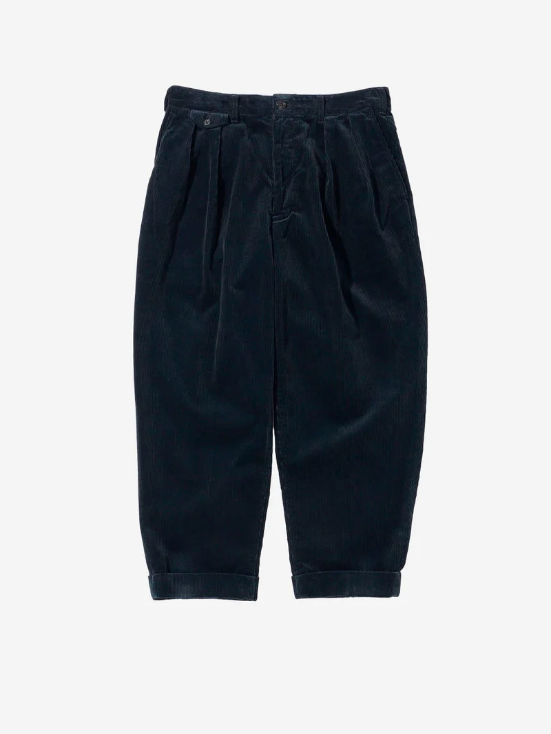 Pantaloni navy 2 Pleats Tapered Corduroy