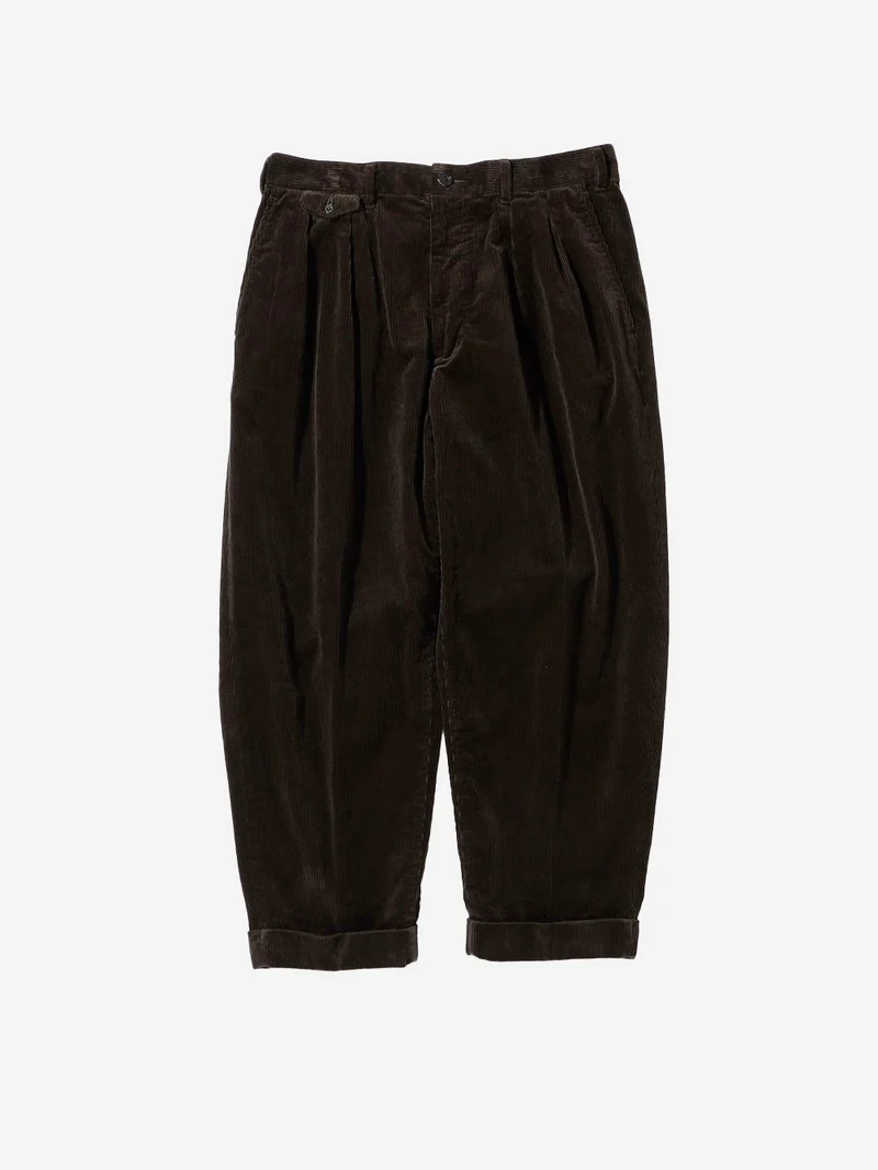 Pantaloni marroni 2 Pleats Tapered Corduroy