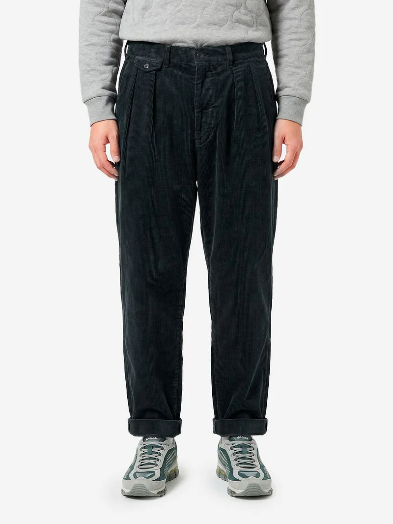 Pantaloni antracite 2 Pleats Tapered Corduroy