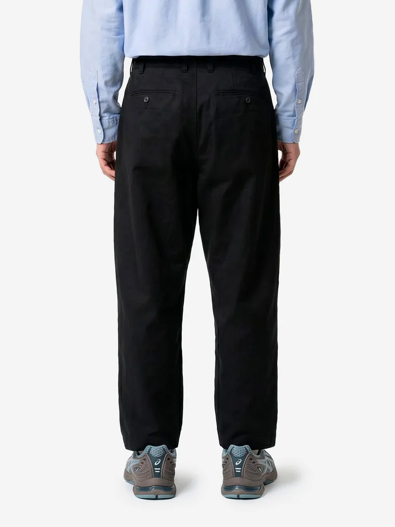 Pantaloni tapered neri 2 pleats in twill