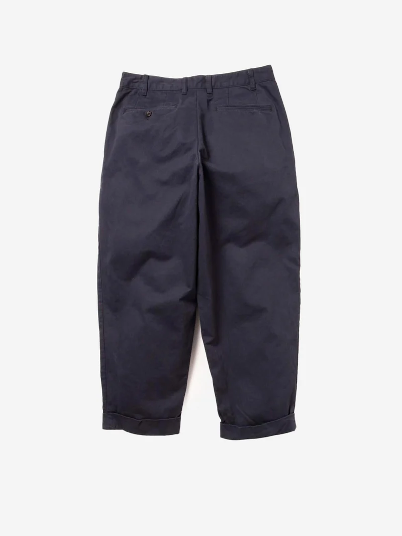 Pantaloni tapered 2 pleats in twill navy