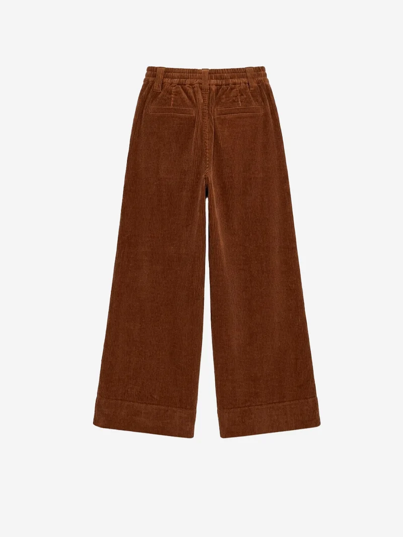 Pantaloni marroni a gamba larga in velluto a coste