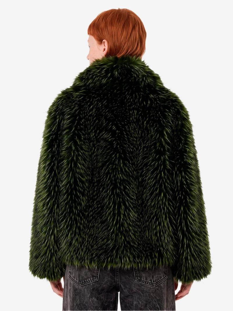 Giacca Oversize in Pelliccia Sintetica Verde