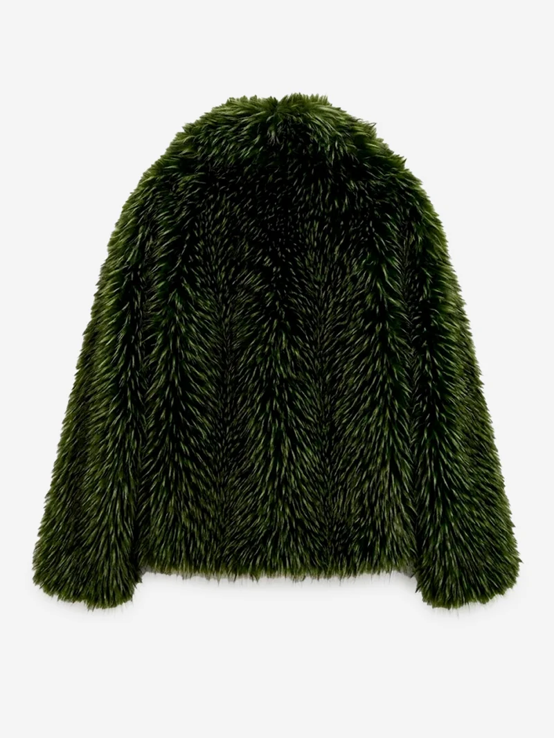 Giacca Oversize in Pelliccia Sintetica Verde