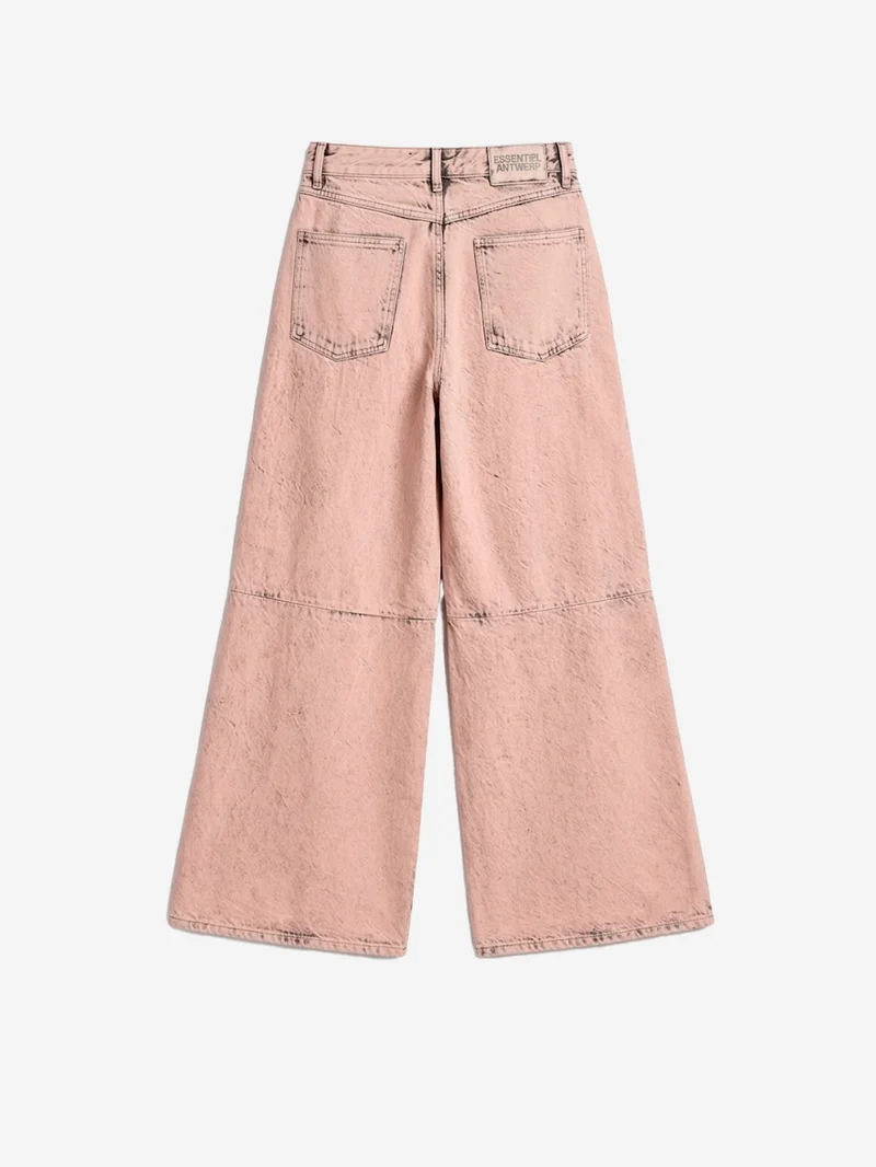 Jeans a Gamba Ampia Pesca Chiaro Effetto Vissuto