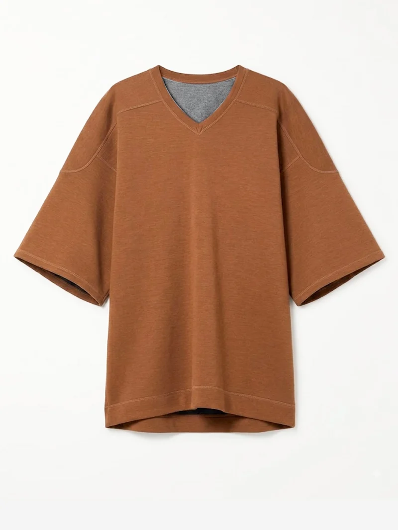 Mini dress in jersey doppio misto viscosa con scollo a V