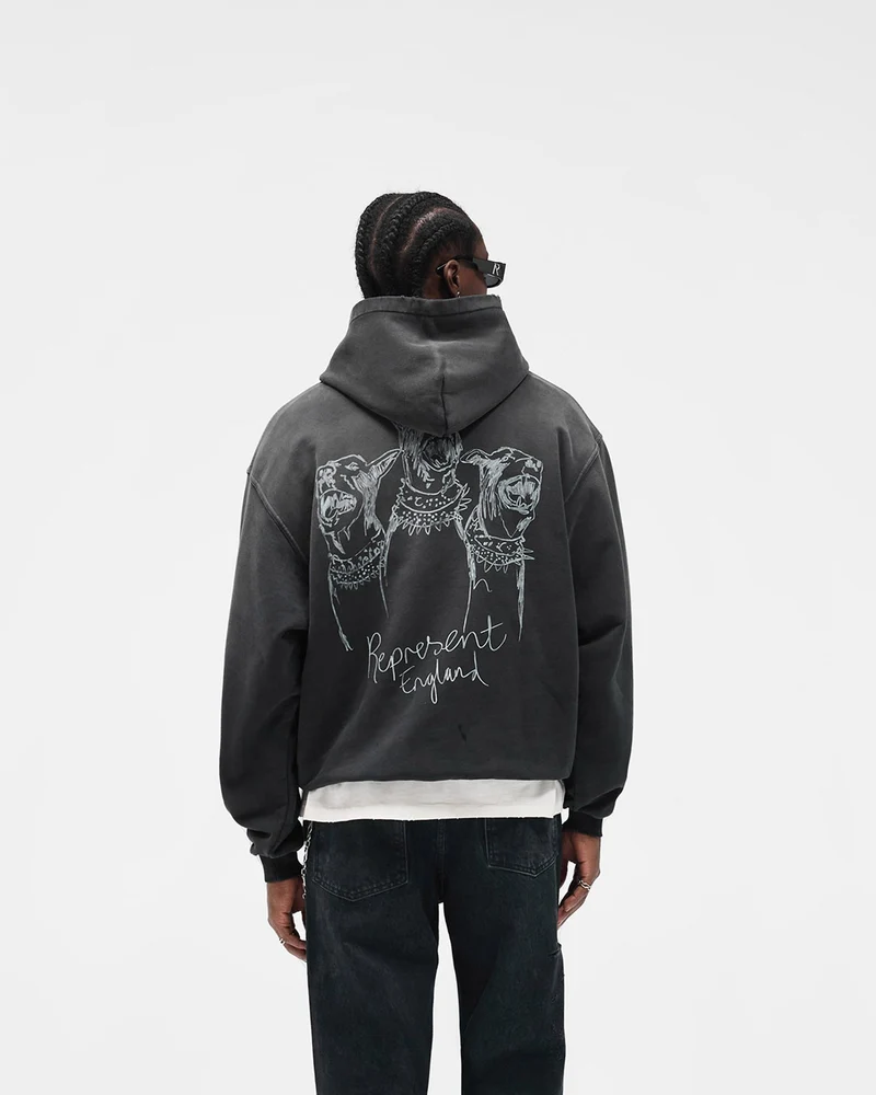 Hand Drawn Thoroughbred Hoodie - Aged Black