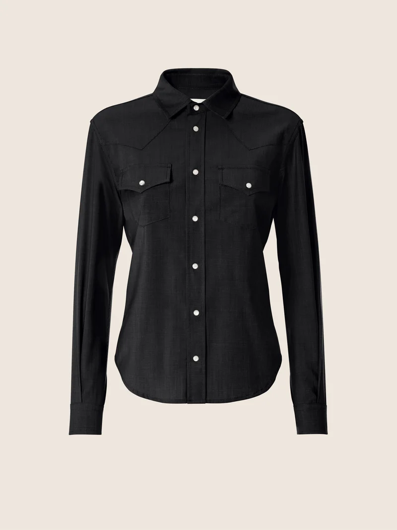 Lightweight Wool-Cashmere Canvas Western Shirt