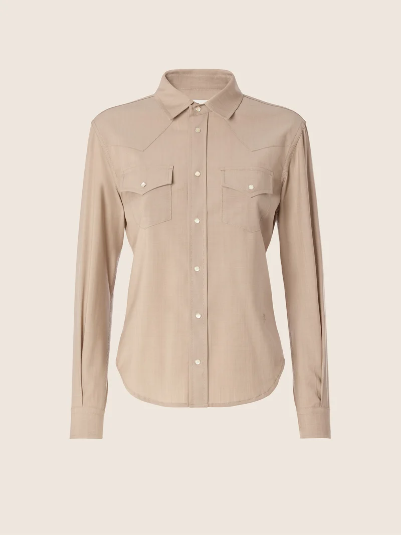 Lightweight Wool-Cashmere Canvas Western Shirt