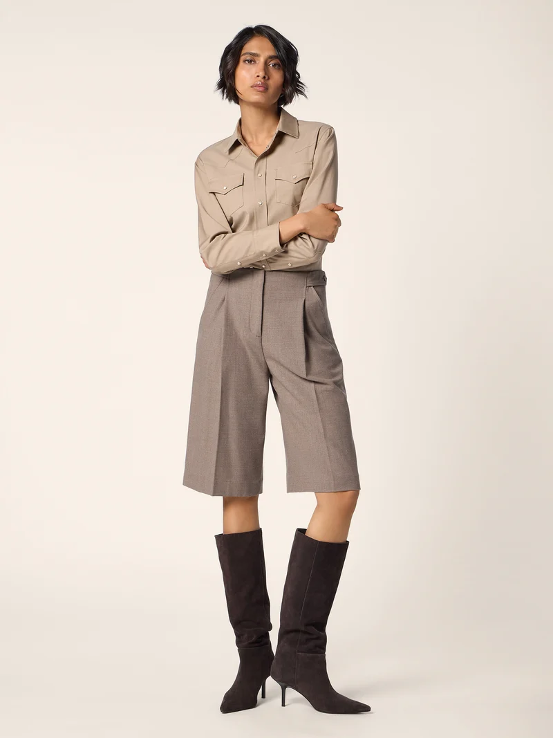 Lightweight Wool-Cashmere Canvas Western Shirt