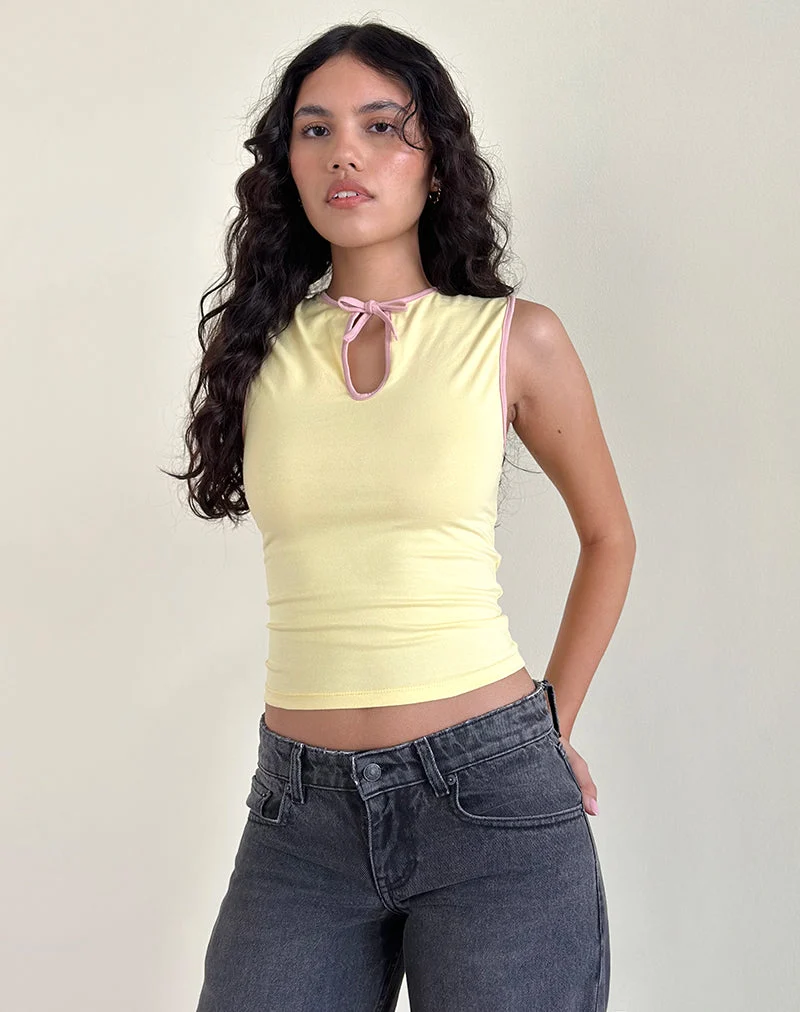 Monsela Top in Buttermilch mit Ballettrosa Bindung