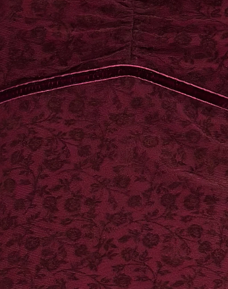 Luth Minikleid in Ditsy Flocked Burnt Maroon