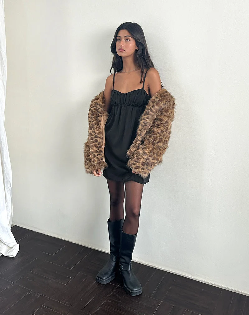 Cadenza Minikleid mit quadratischem Halsausschnitt in Schwarz