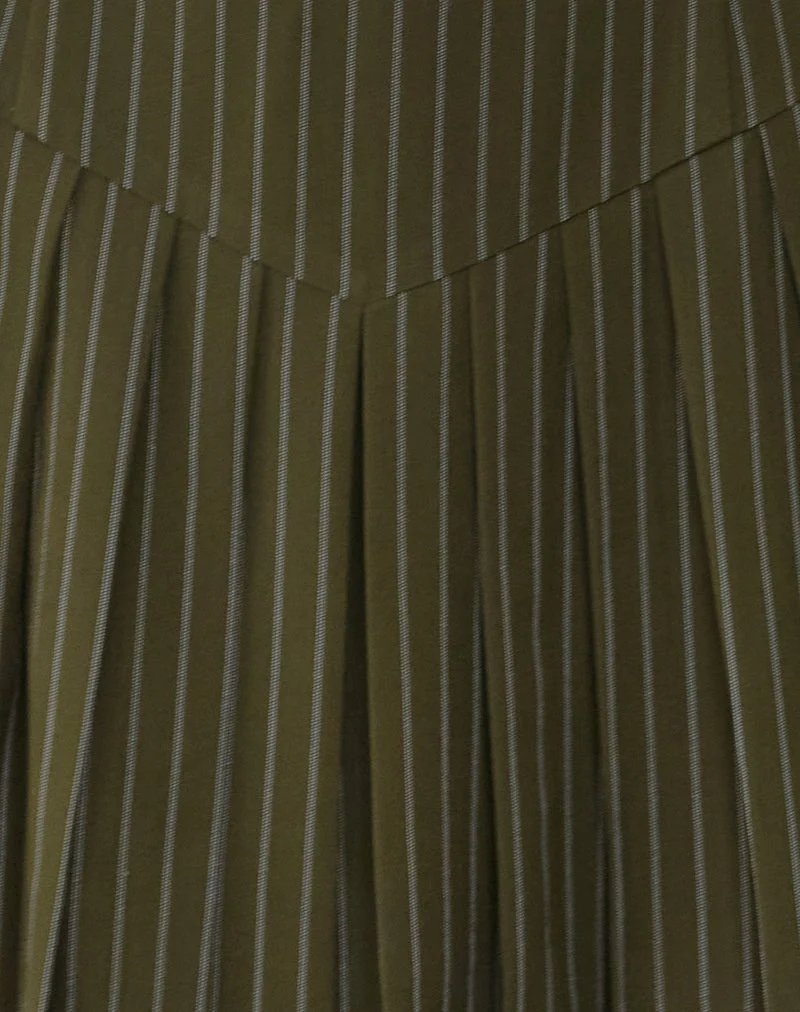 Semasa Minikleid in Khaki mit Nadelstreifen