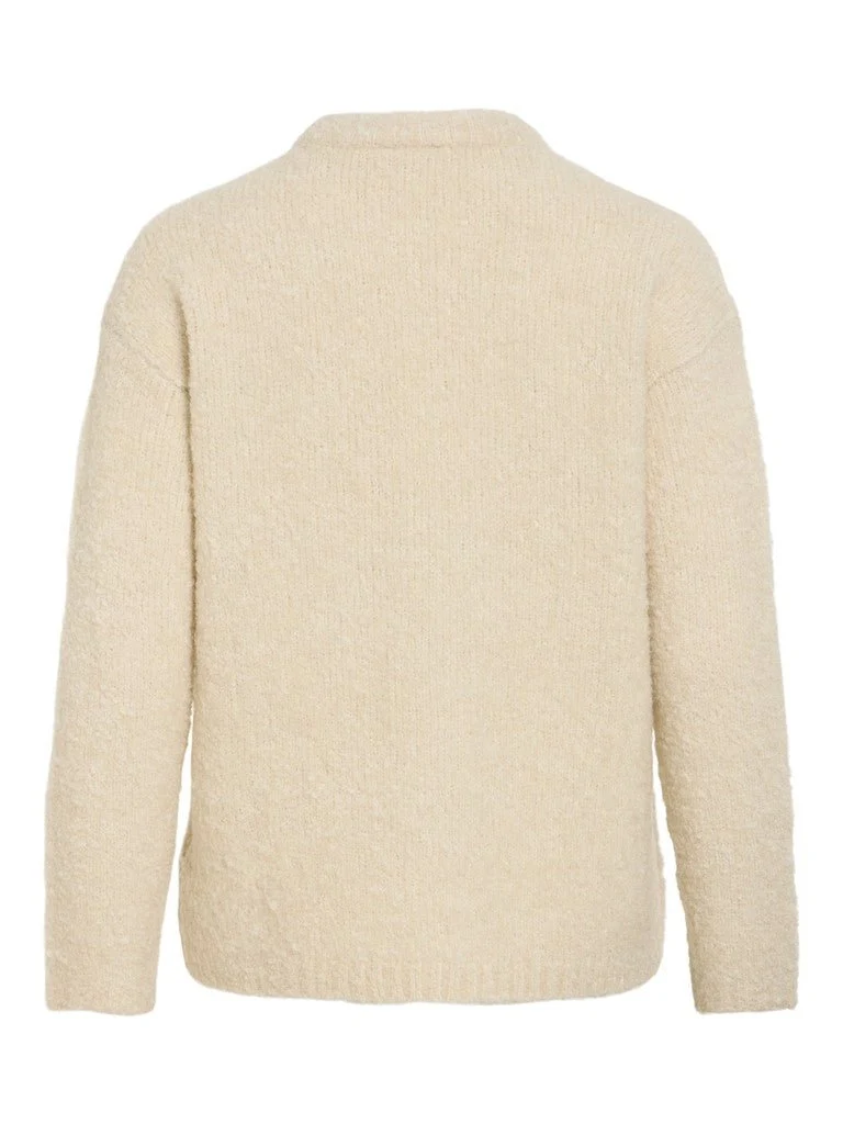 Vila Stricktop O-Neck L/S Knit Top in Birch