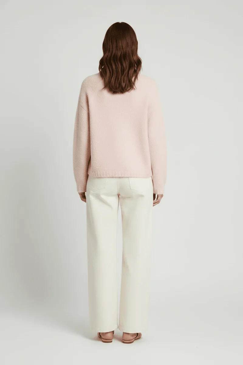 Vila Stricktop O-Neck L/S Knit Top in Ballet Slipper