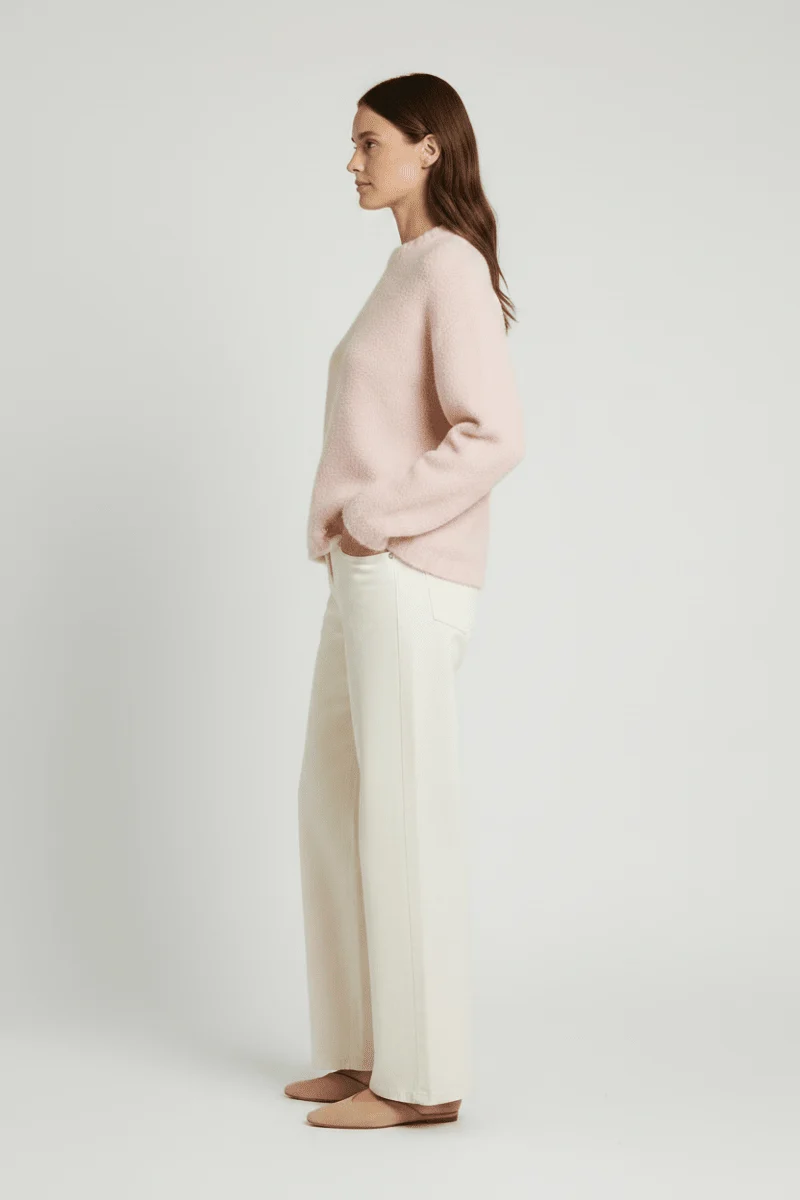 Vila Stricktop O-Neck L/S Knit Top in Ballet Slipper