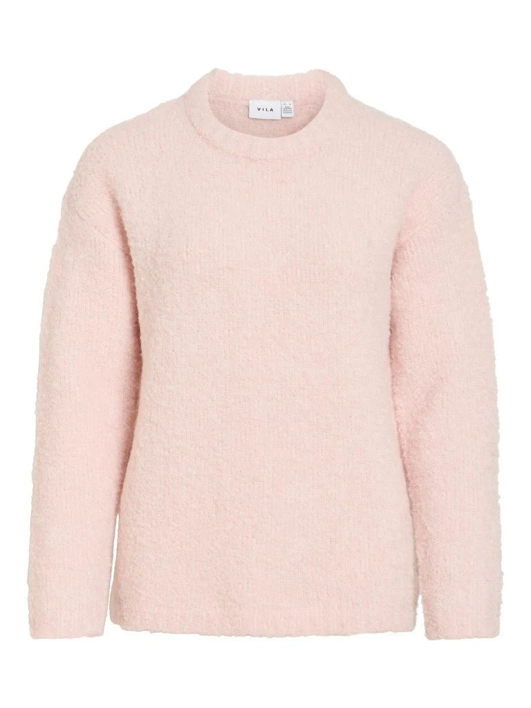 Vila Stricktop O-Neck L/S Knit Top in Ballet Slipper