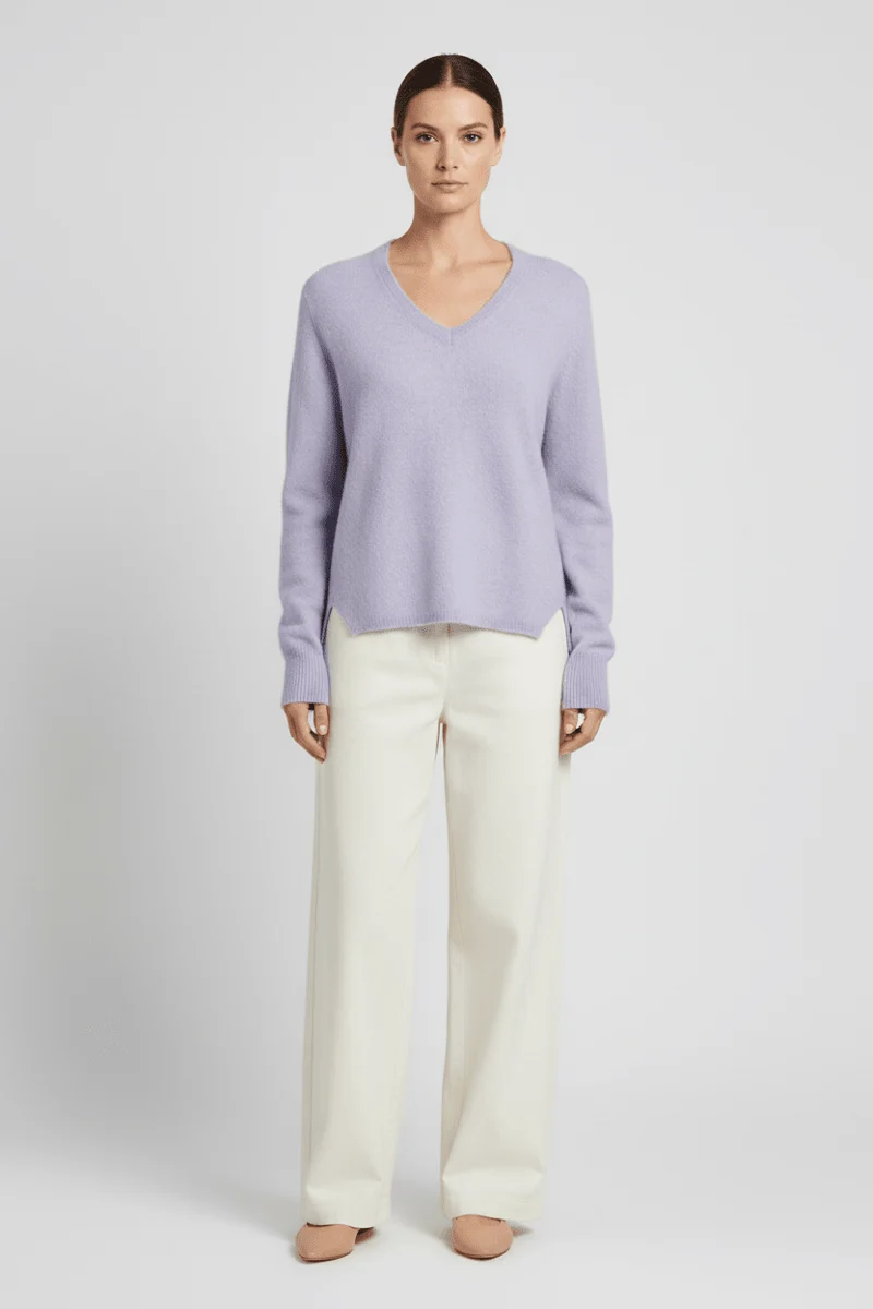 Mos Mosh MMMape Sophia V-Neck Knit in der Farbe Violet Tulip