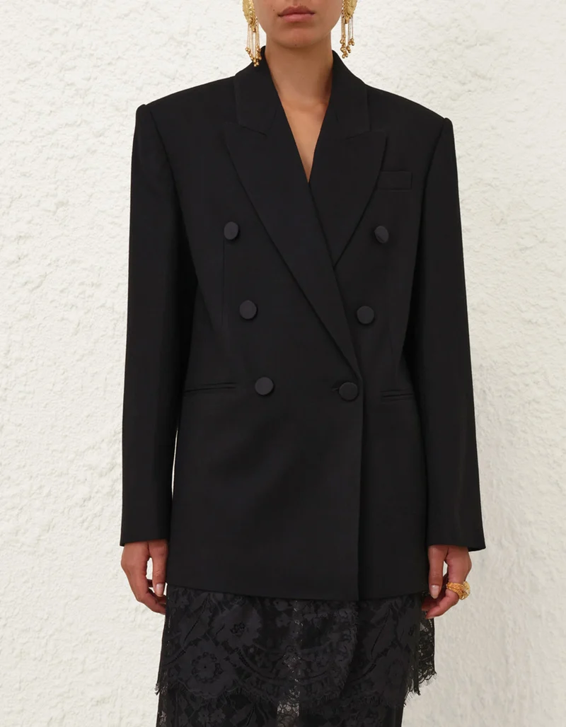 Doppelreihiger Long-Blazer Valiant mit Spitzendetails