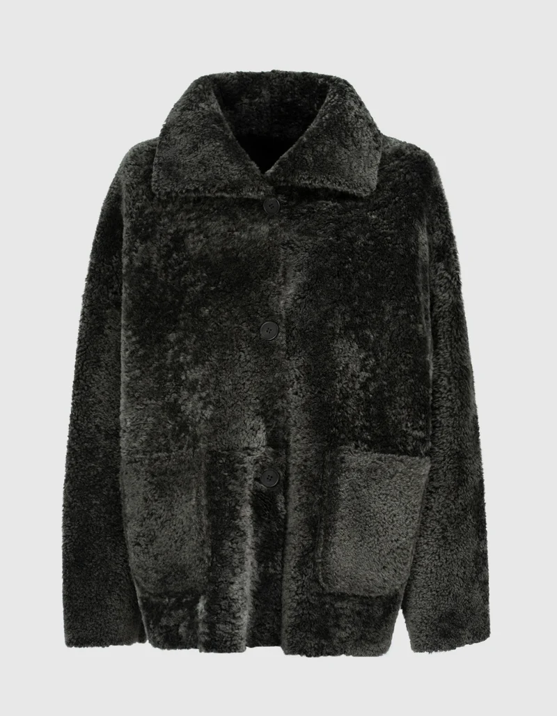 Wende-Leder-Shearling Jacke Isabella