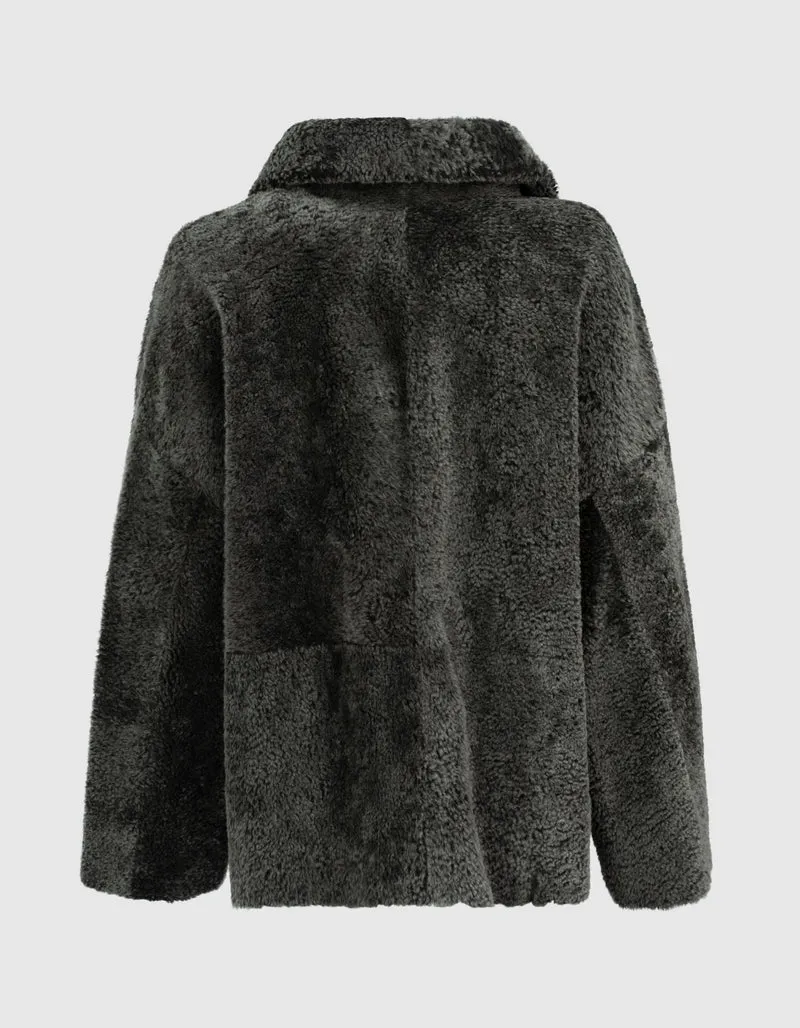 Wende-Leder-Shearling Jacke Isabella