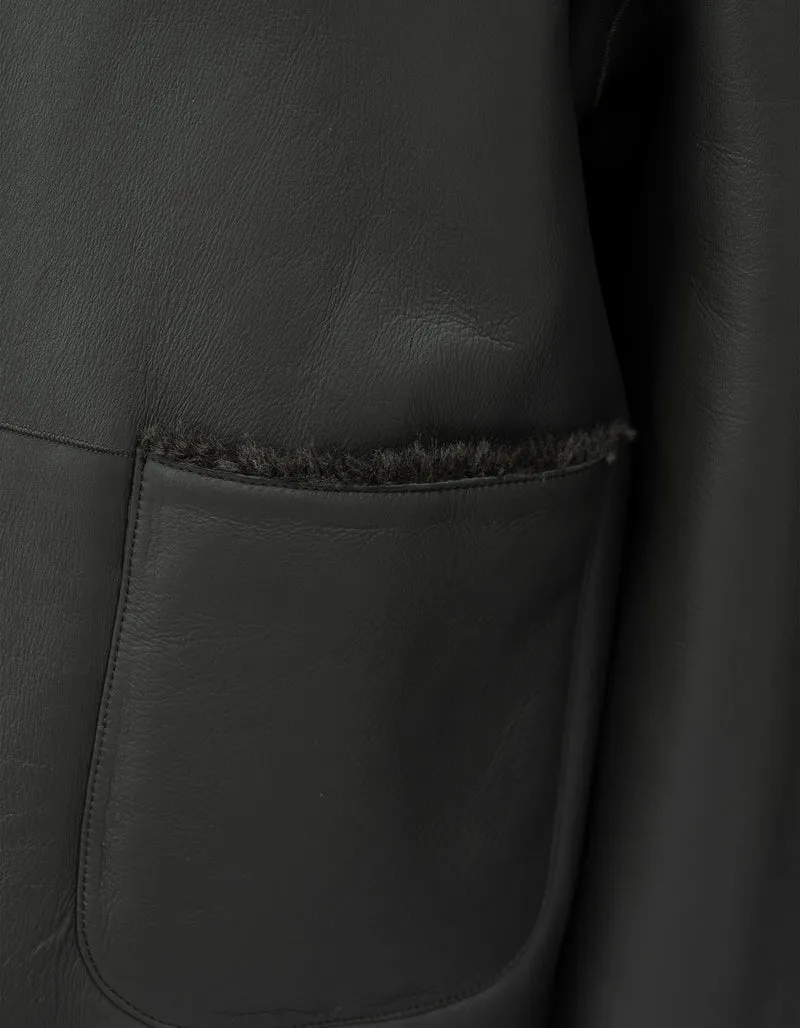 Wende-Leder-Shearling Jacke Isabella