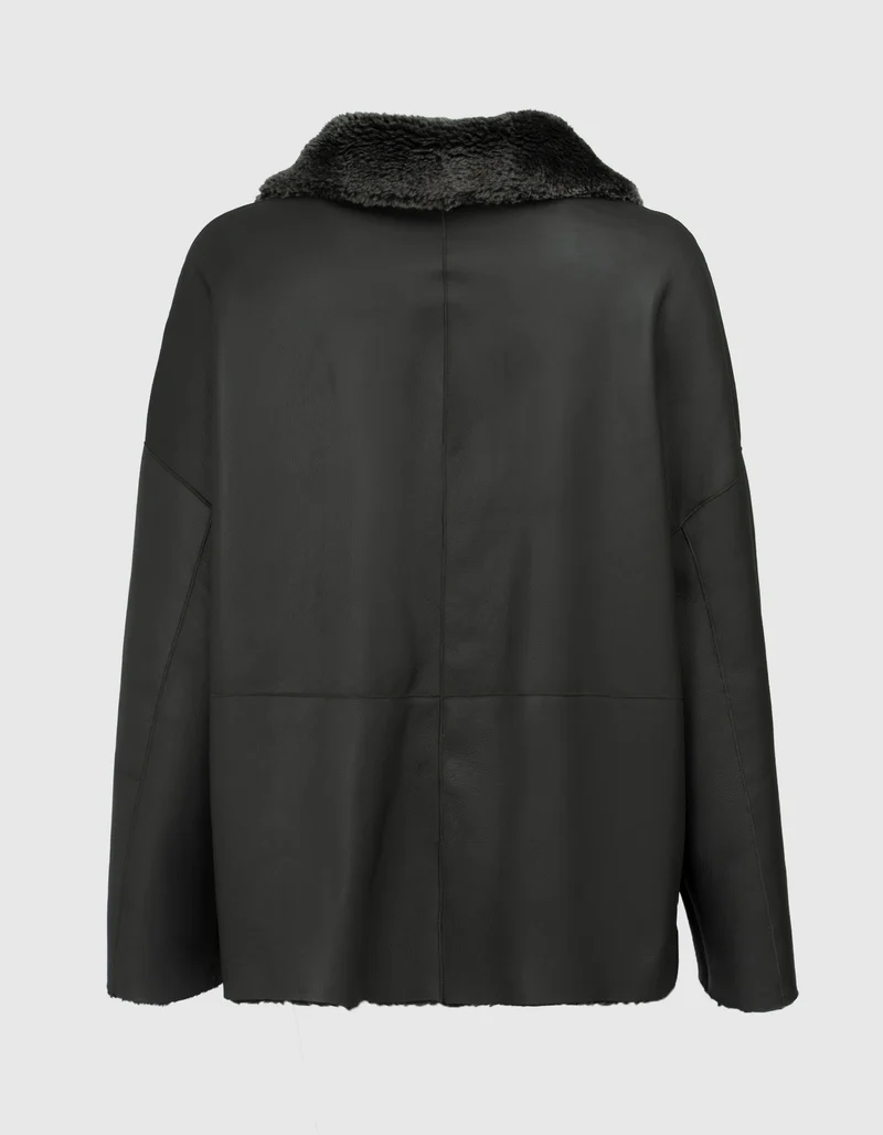 Wende-Leder-Shearling Jacke Isabella