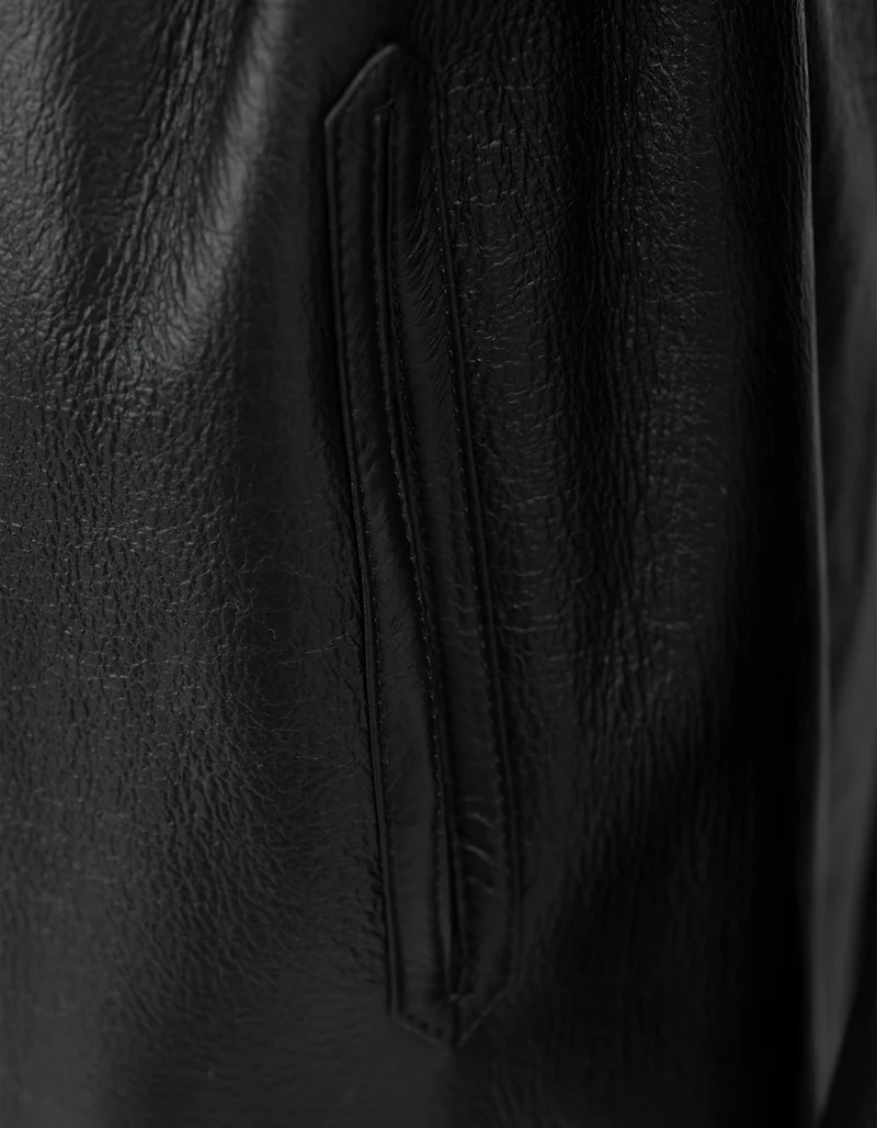 Wende-Shearling-Leder-Mantel Rien mit Bindegürtel