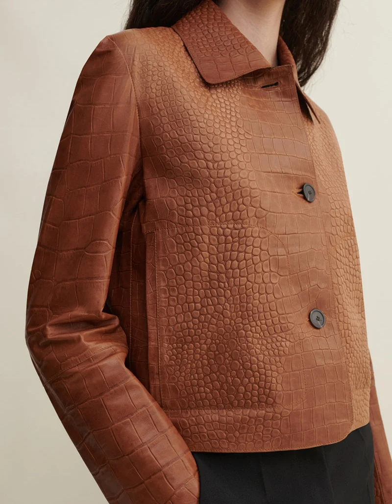 Lederjacke Emy mit Kroko-Prägung