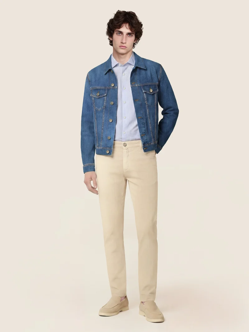 Gray – Pants in Cotton and Linen gabardine