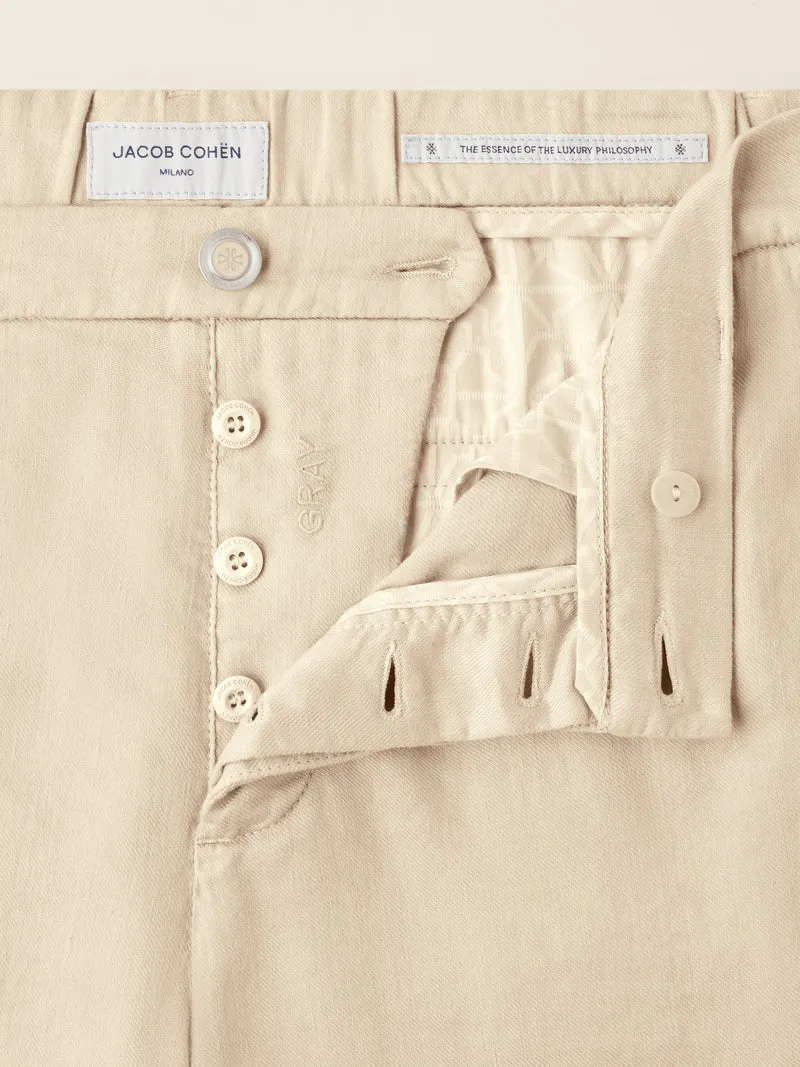 Gray – Pants in Cotton and Linen gabardine