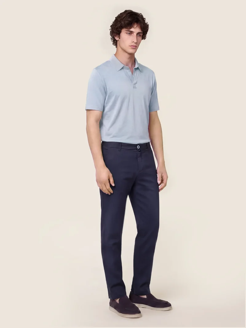 Gray – Pants in Cotton and Linen Stretch Gabardine
