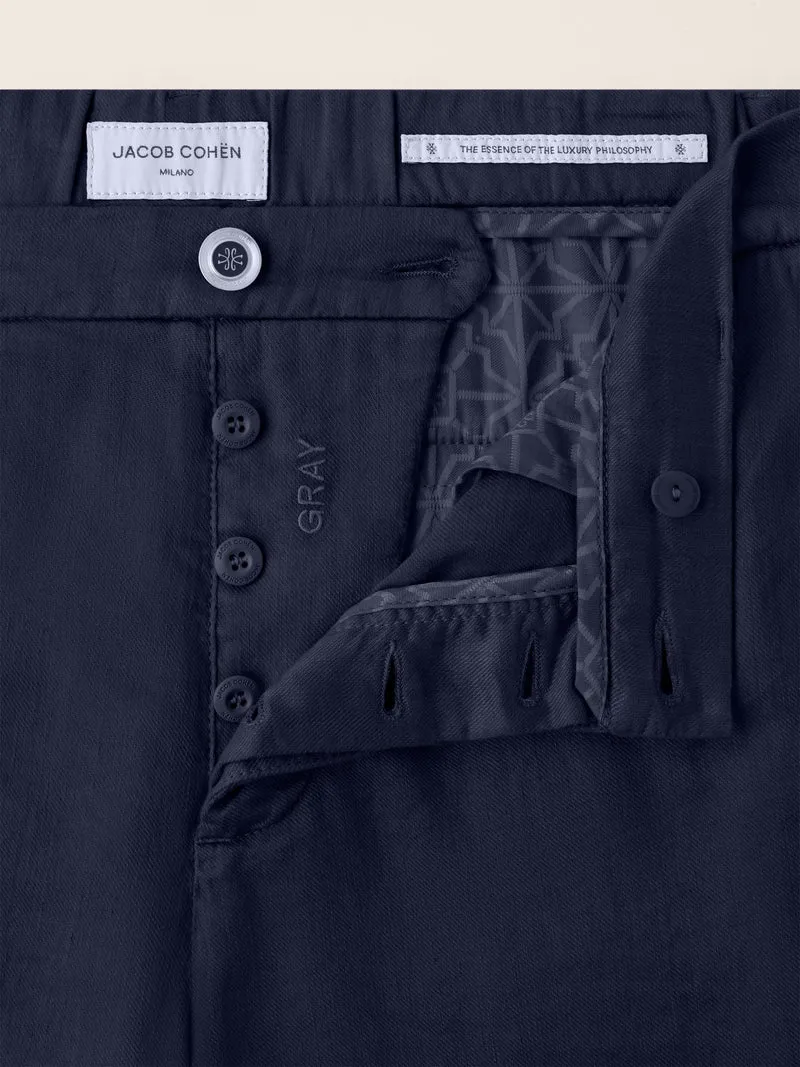 Gray – Pants in Cotton and Linen Stretch Gabardine
