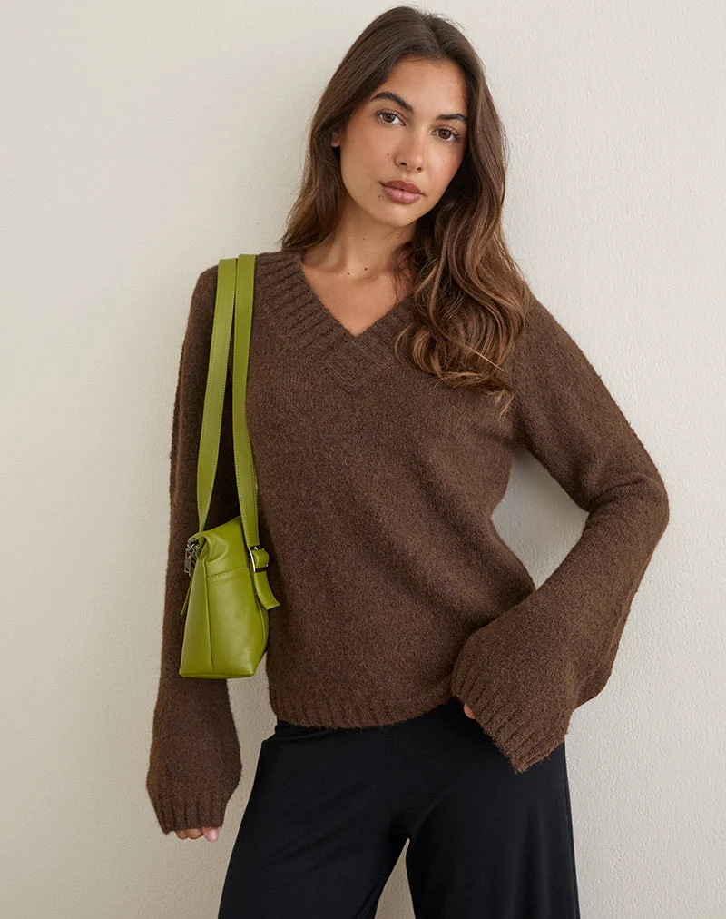 Dinesa-Pullover aus Strick in Schokoladenbraun