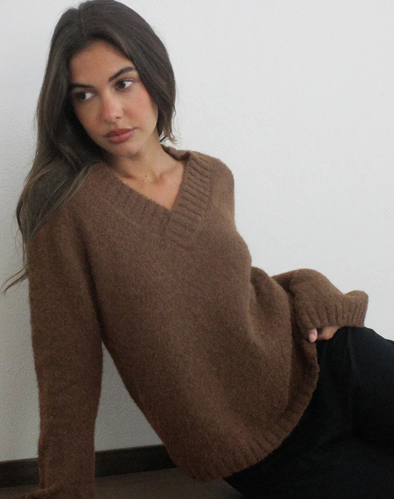 Dinesa-Pullover aus Strick in Schokoladenbraun