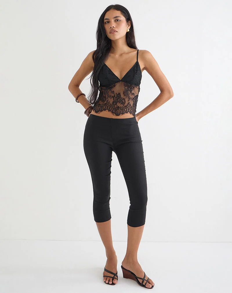 Kaika Plunge Cami Top aus Wimpernspitze Schwarz