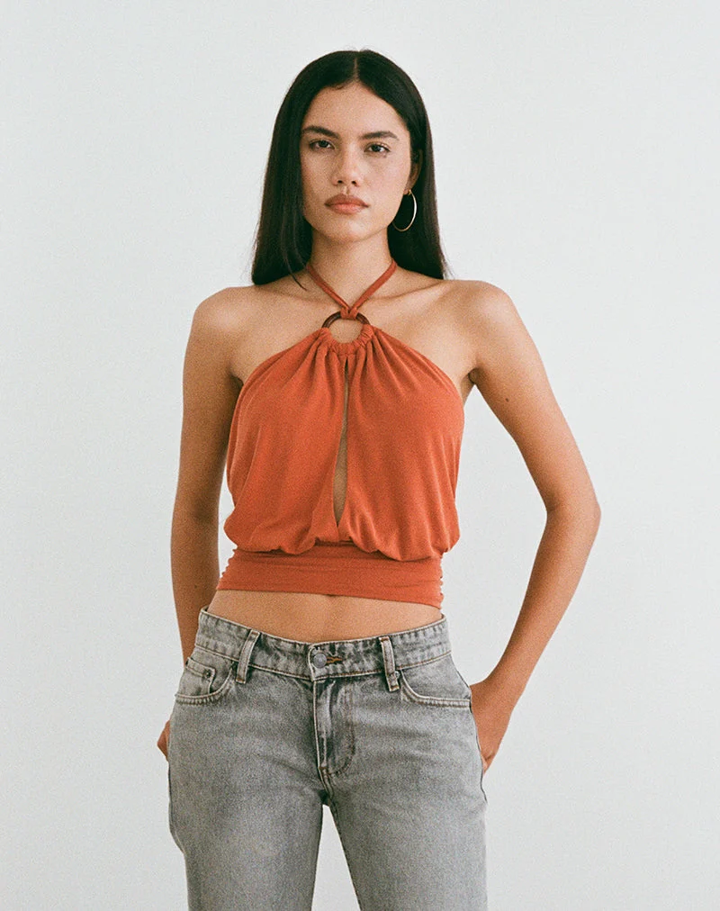 Karise Top aus Cupro in gebranntem Orange