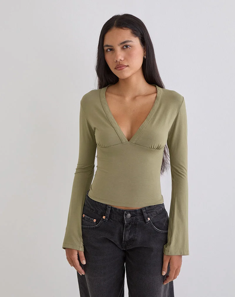 Emesy Langarm-Oberteil in Khaki