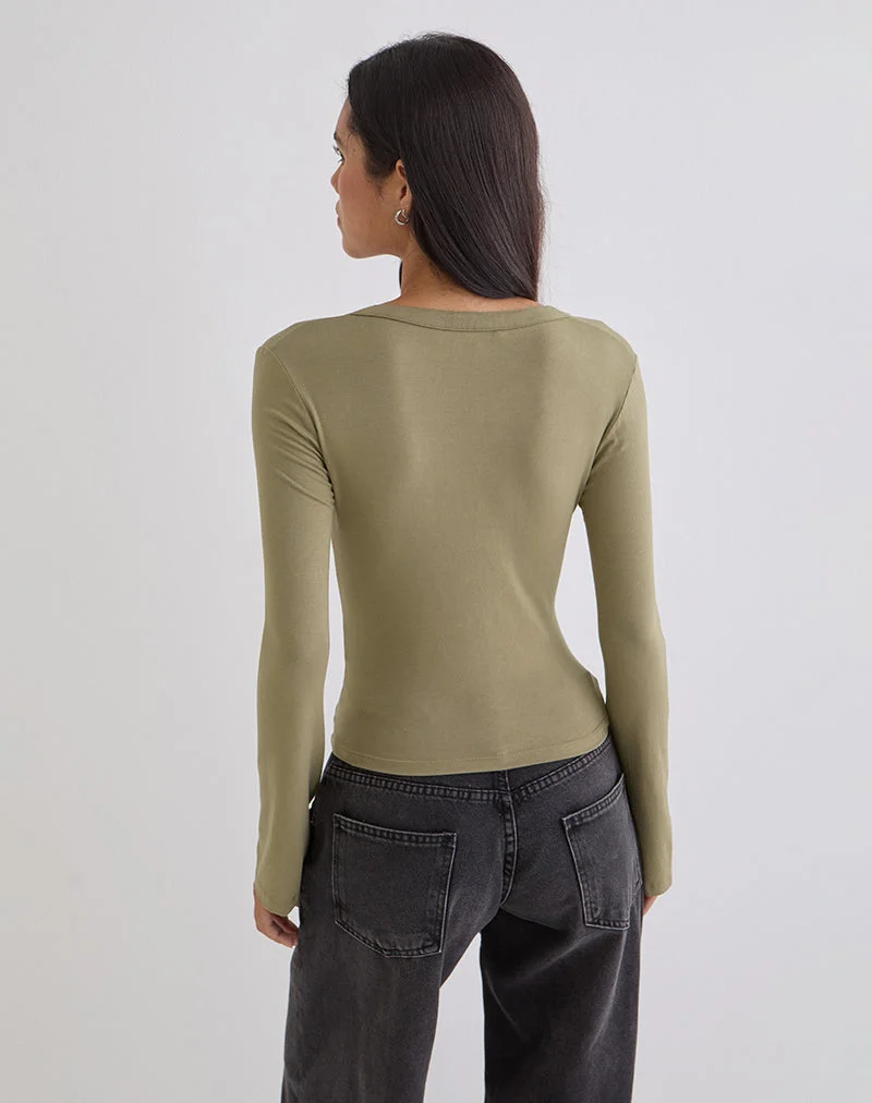 Emesy Langarm-Oberteil in Khaki