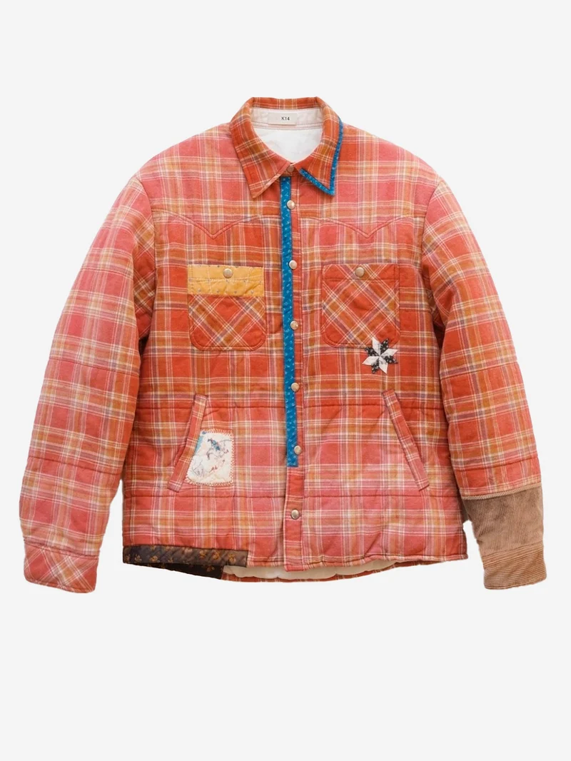 Giacca Puffer rossa Vintage-Effect Checked