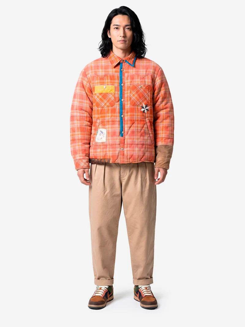 Giacca Puffer rossa Vintage-Effect Checked