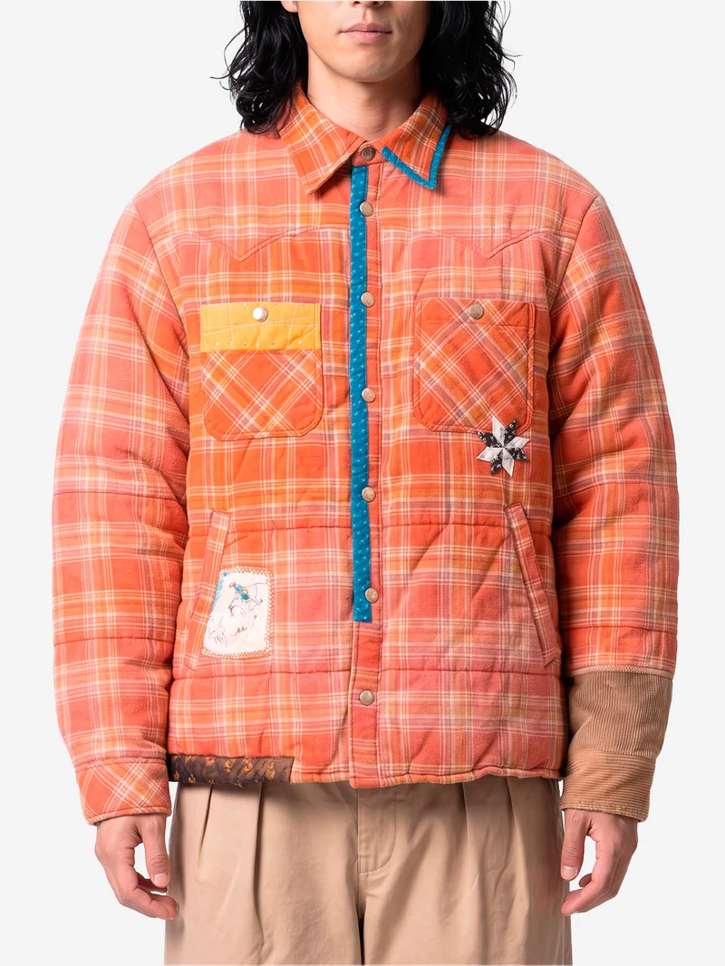 Giacca Puffer rossa Vintage-Effect Checked