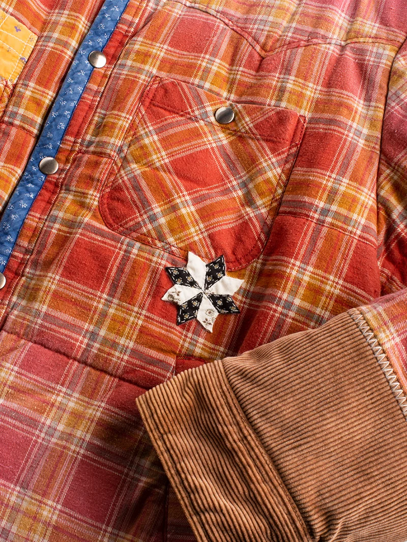 Giacca Puffer rossa Vintage-Effect Checked