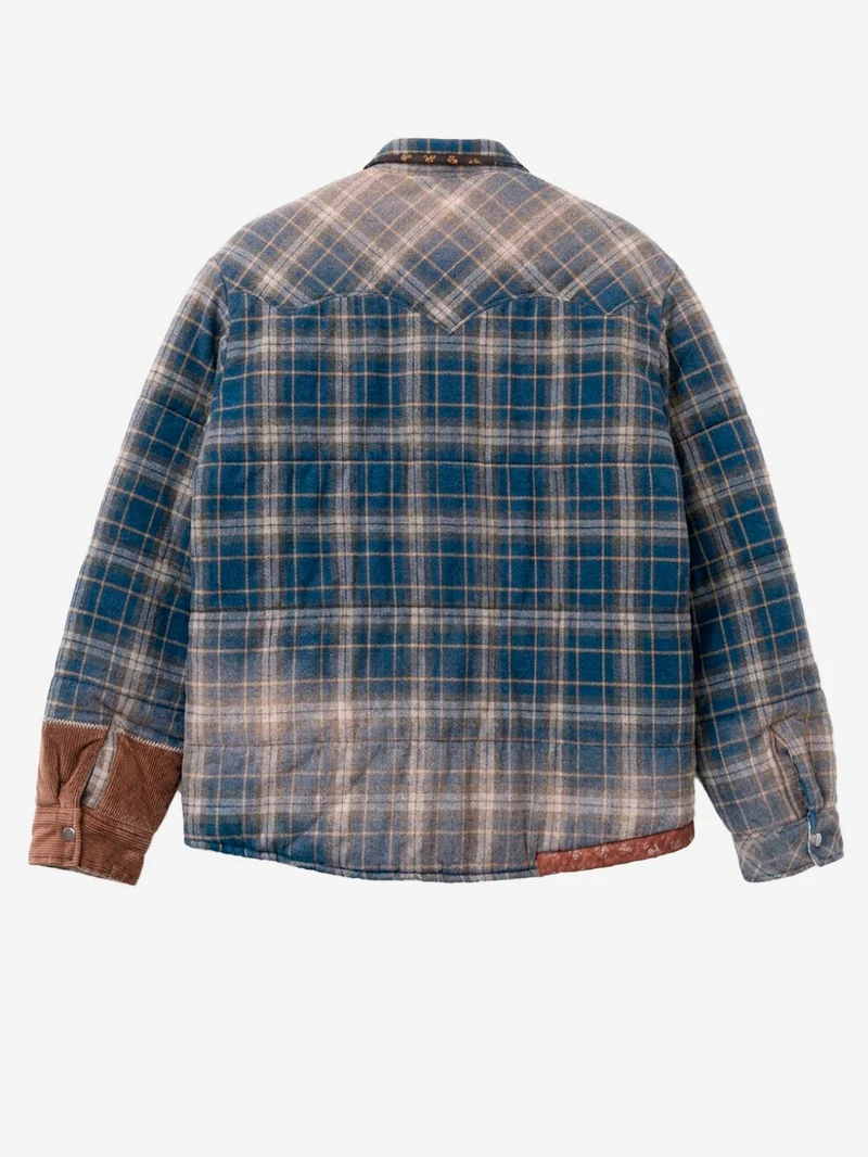 Giacca Puffer blu Vintage-Effect Checked